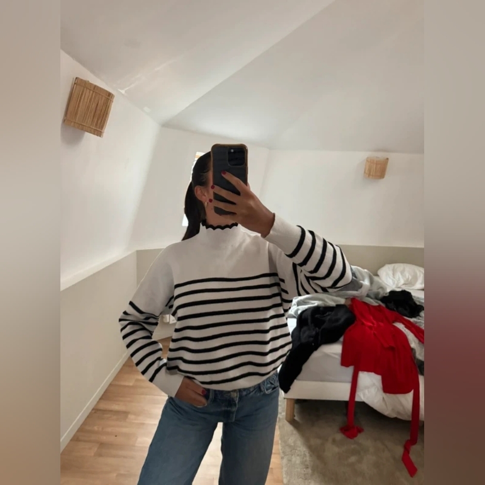 Striped Black and White Women's Top